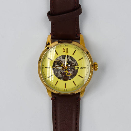 Automatic Nexent Heritage Gold Skeleton Style Men's Watch – Brown Leather Strap