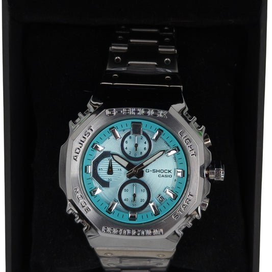Aqua Blue Chronograph Style Stainless Steel Watch for Men