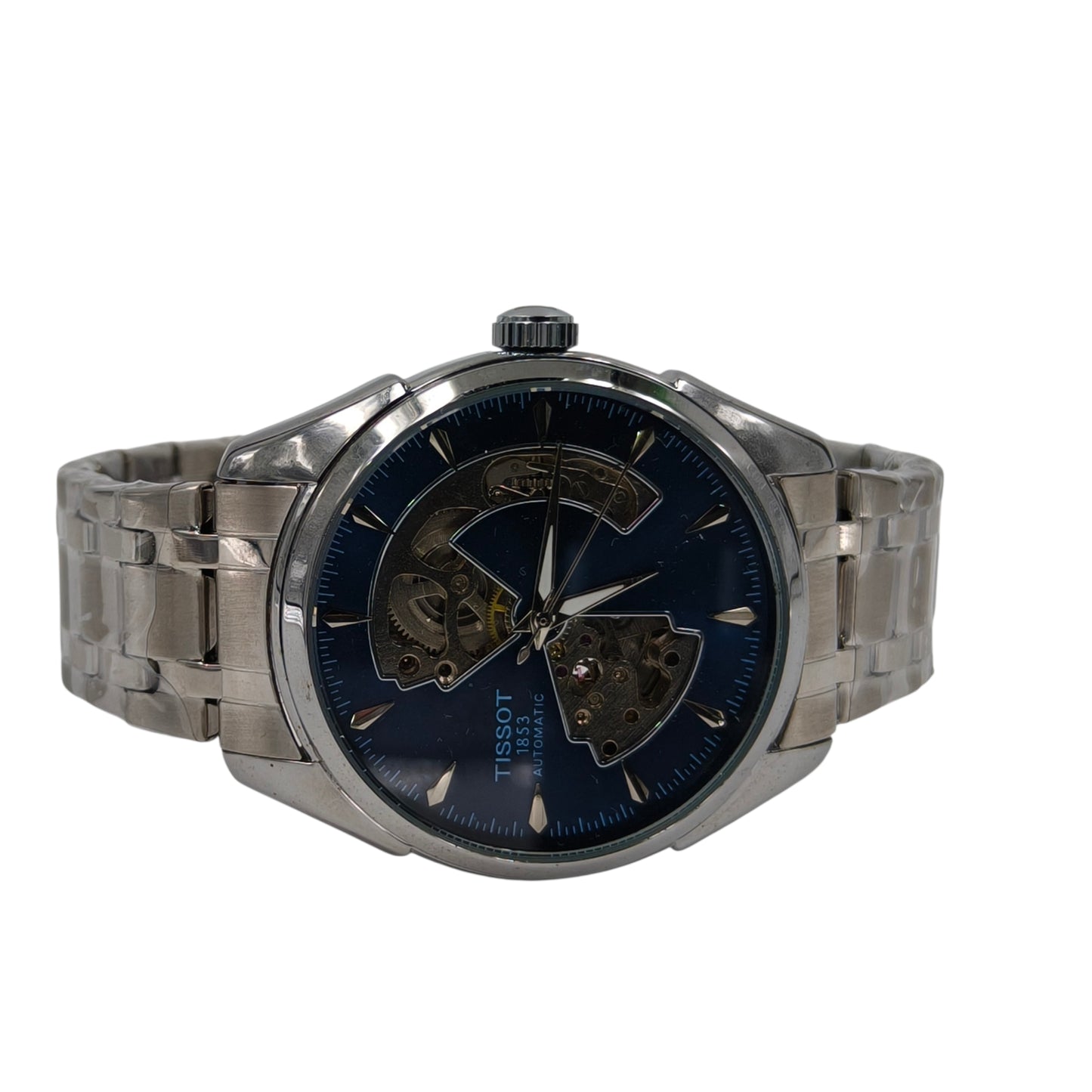 Premium Automatic Skeleton Blue Dial Stainless Steel Watch