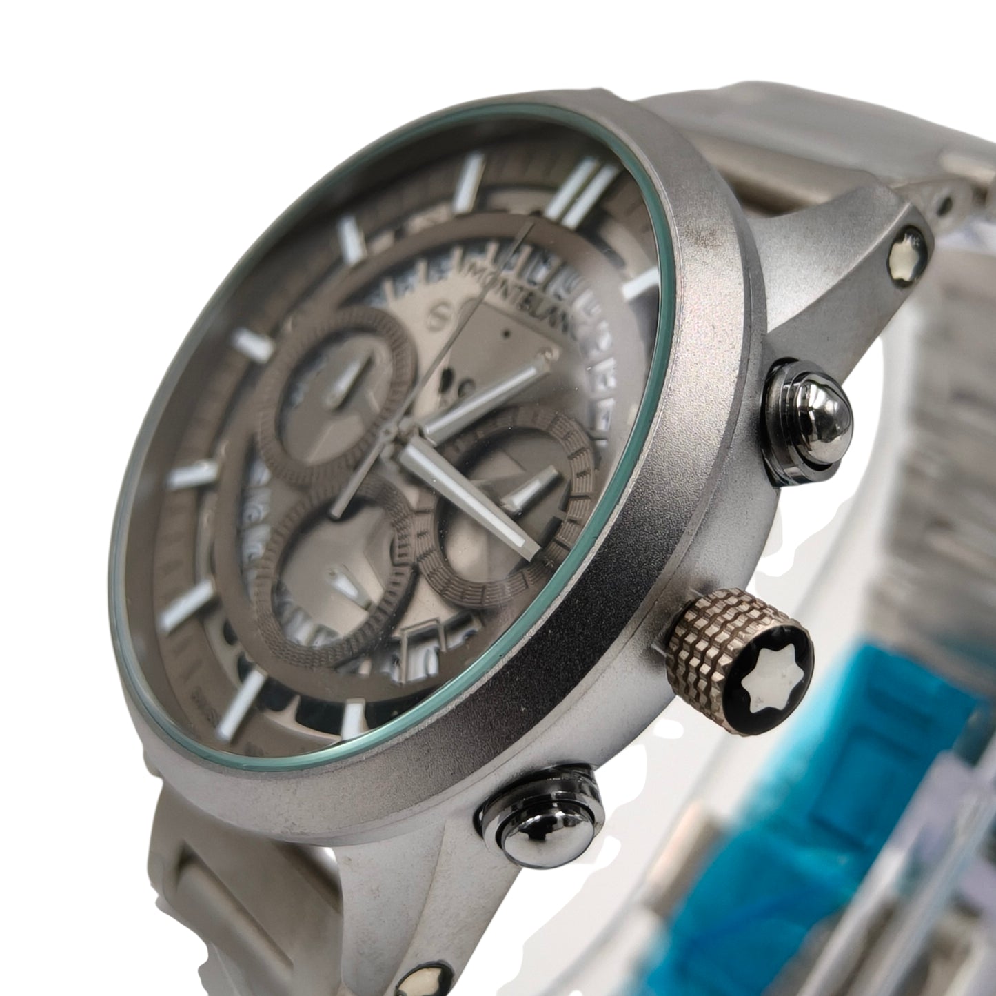 Premium Silver Skeleton Chronograph Watch