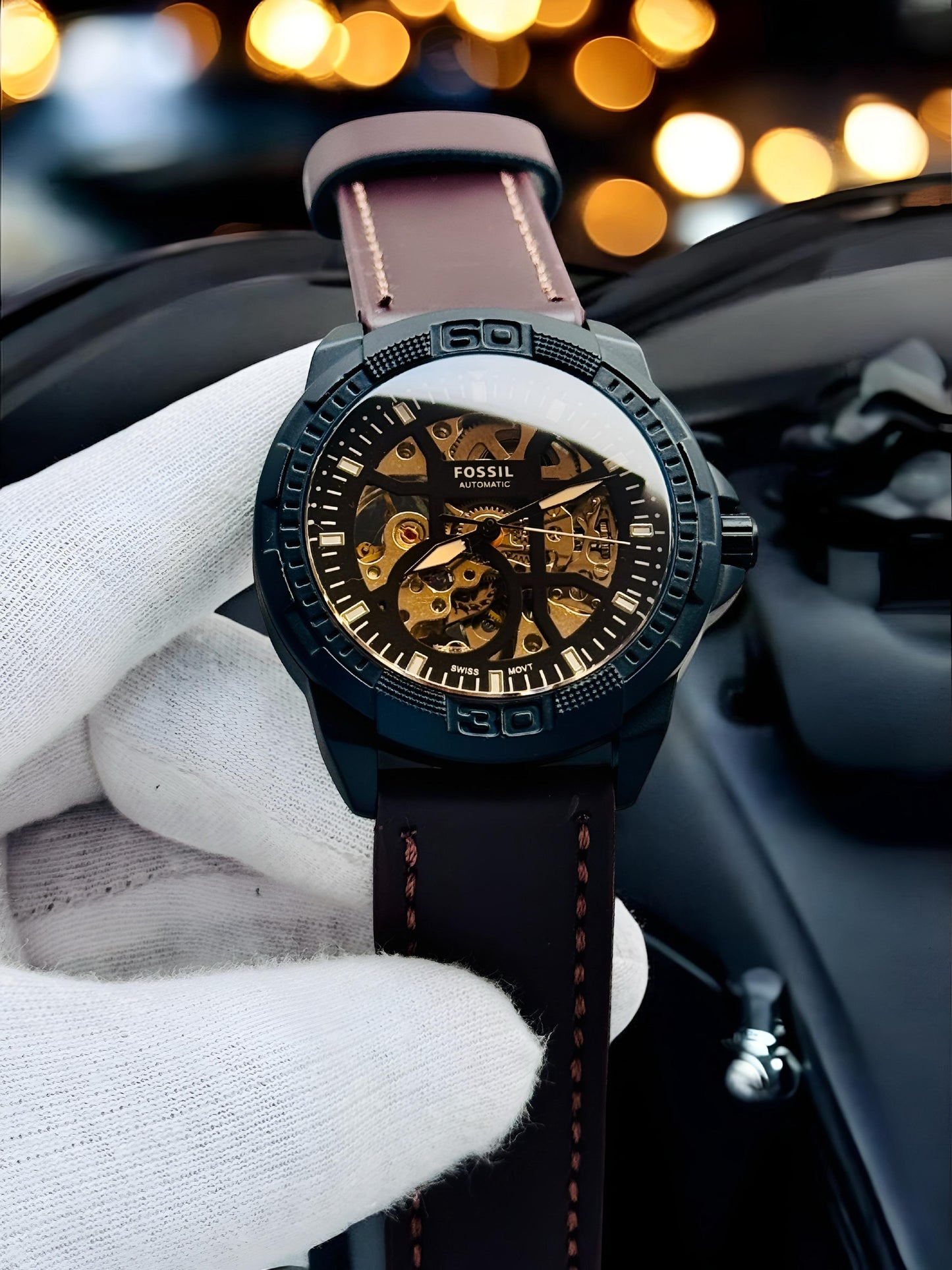 Skeleton Automatic Style Watch for Men – Brown Leather Strap Luxury Watch | Open Dial Mechanical Design