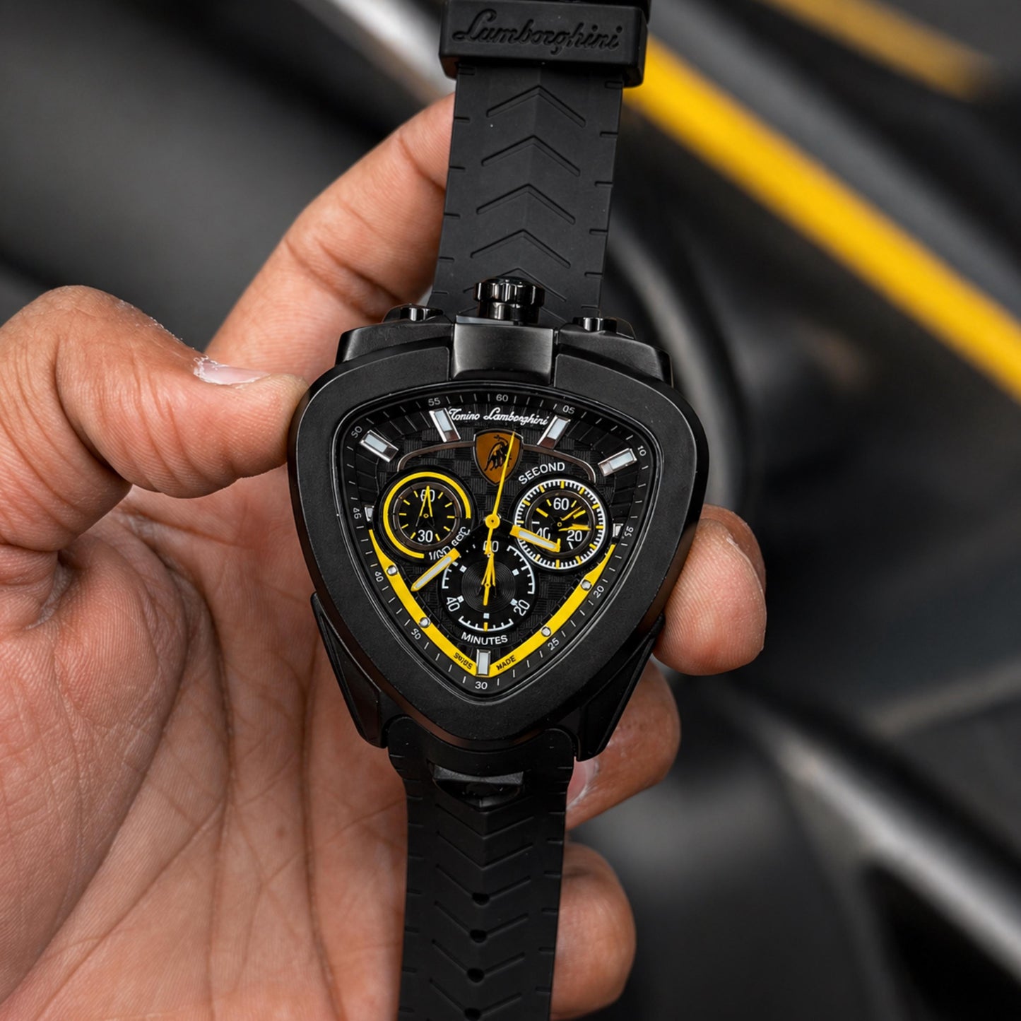 Sport Chronograph Style Watch for Men – Green Dial Multi-Function Watch | Silicone Strap | Racing Design