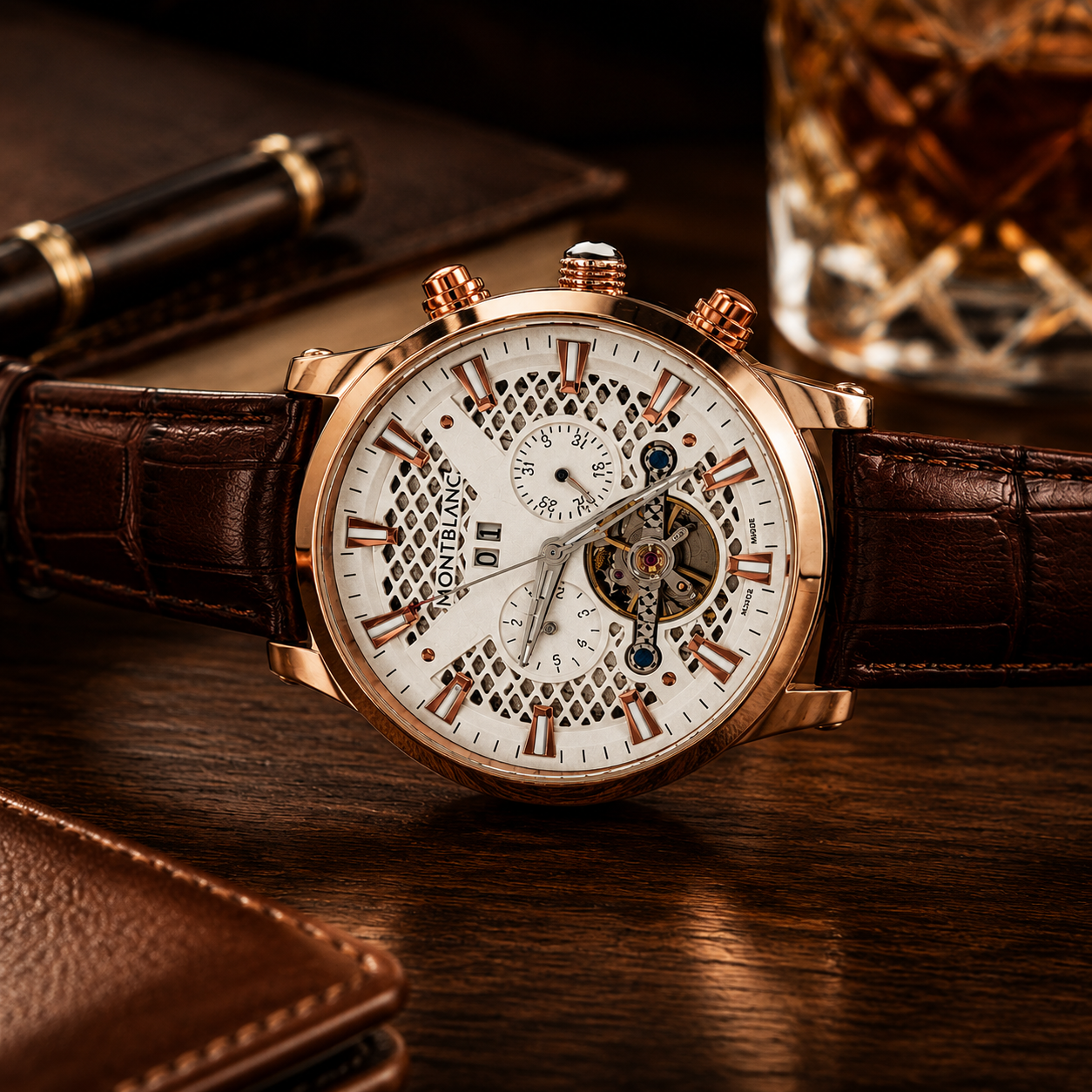 Premium Rose Gold Skeleton Automatic Watch