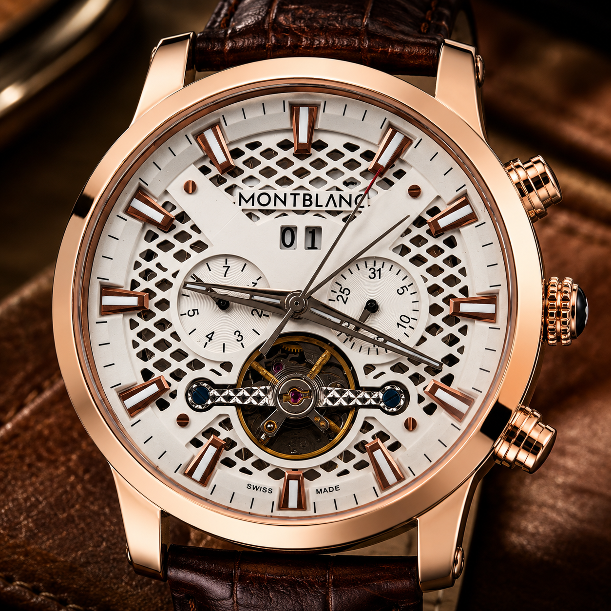 Premium Rose Gold Skeleton Automatic Watch