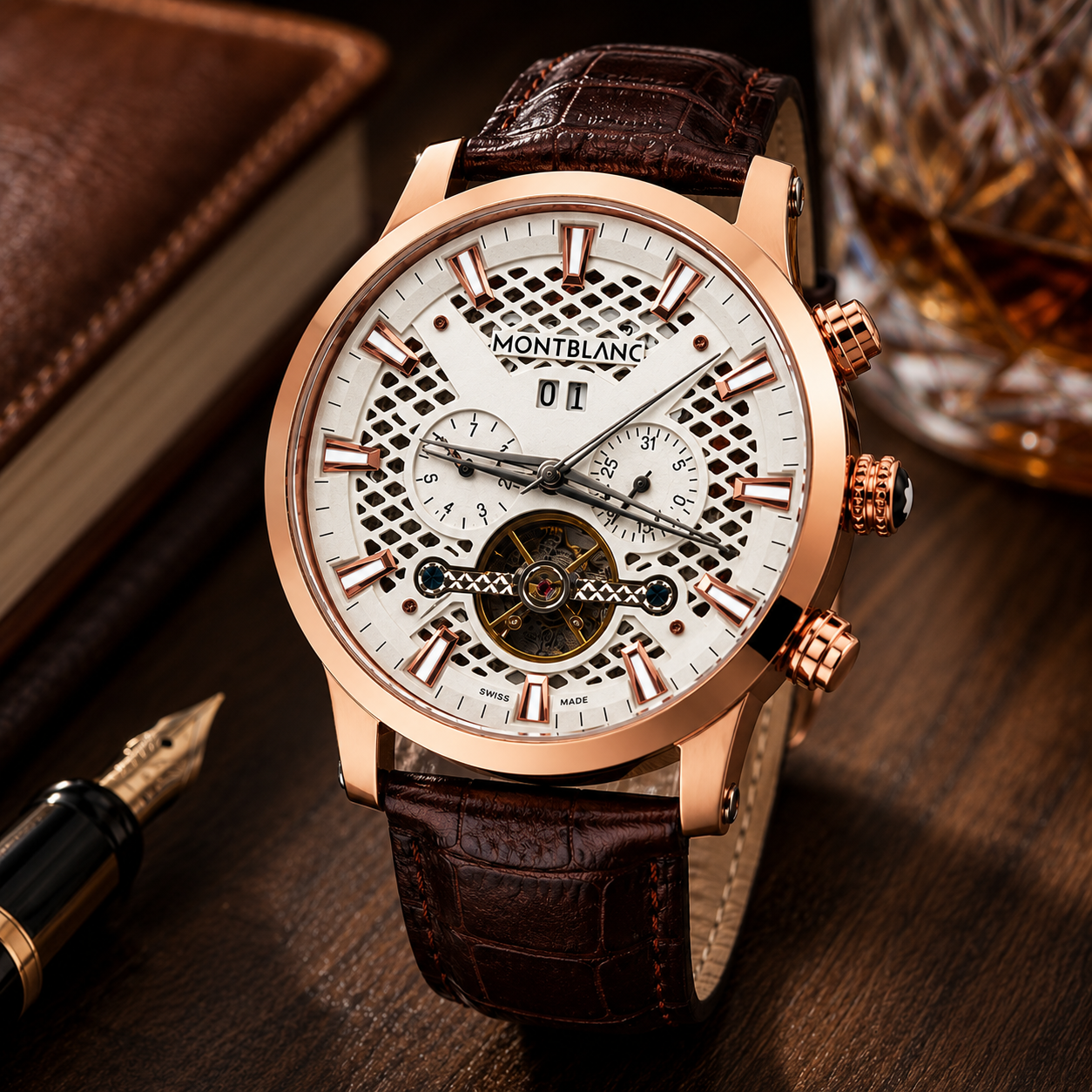 Premium Rose Gold Skeleton Automatic Watch