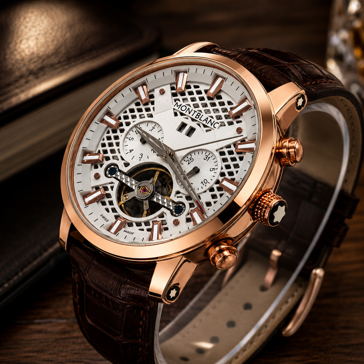 Premium Rose Gold Skeleton Automatic Watch