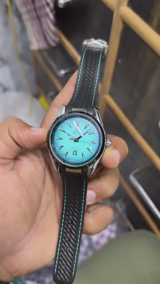 Aqua Blue Seamaster-Inspired Premium Sports Watch for Men