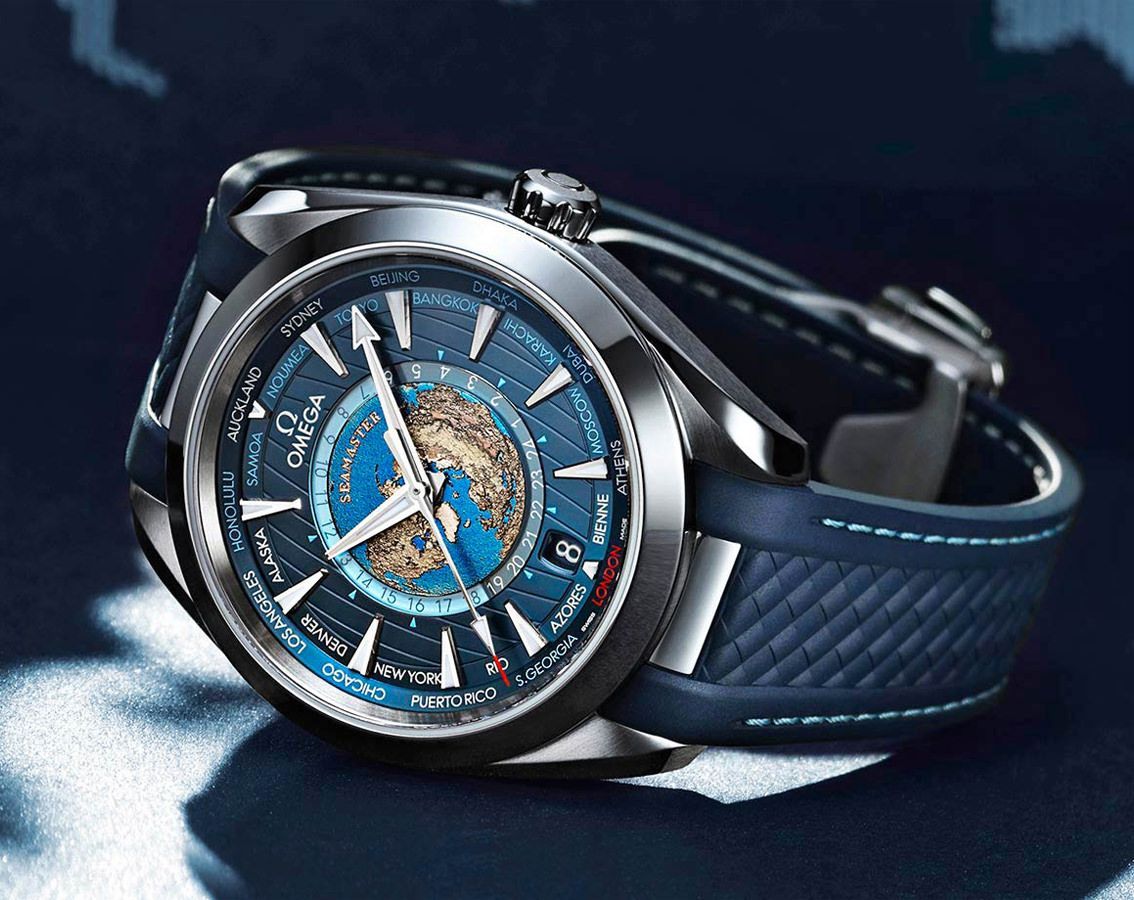 Premium World Timer Blue Dial Rubber Strap Watch for Men