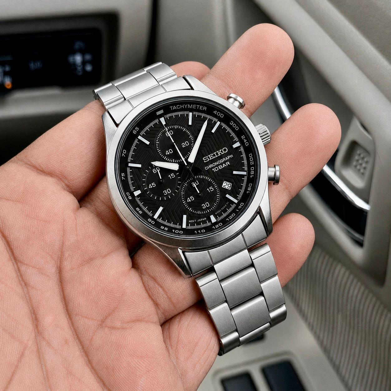 Premium Chronograph Stainless Steel Watch – Black Dial