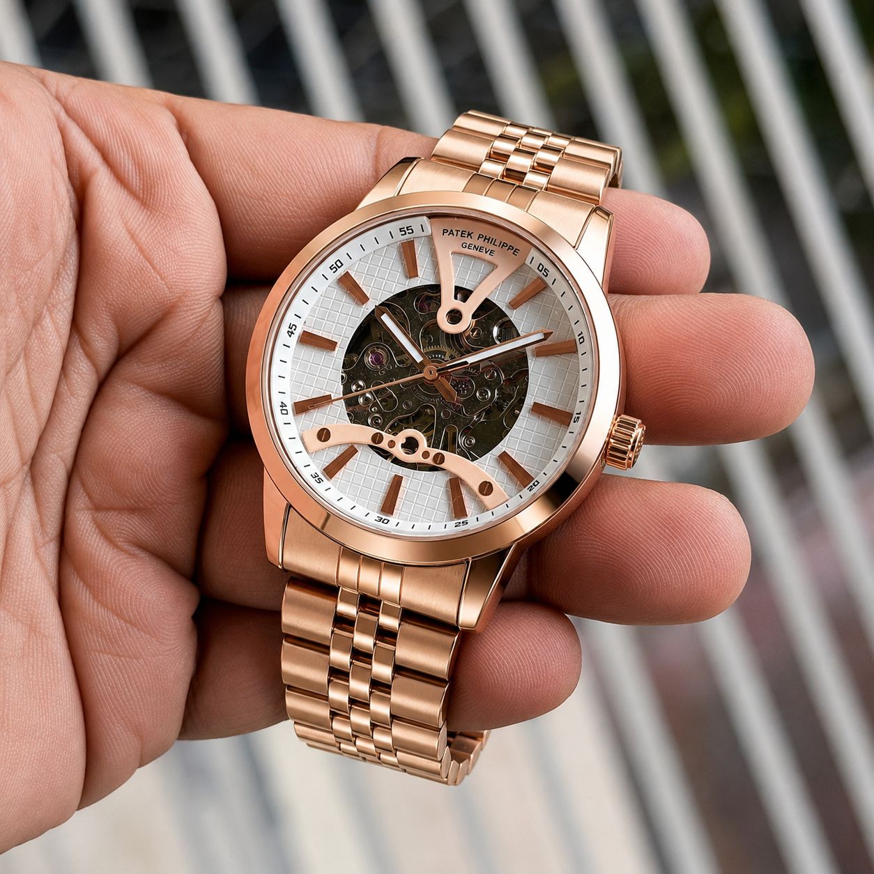 Premium Automatic Skeleton Rose Gold Watch