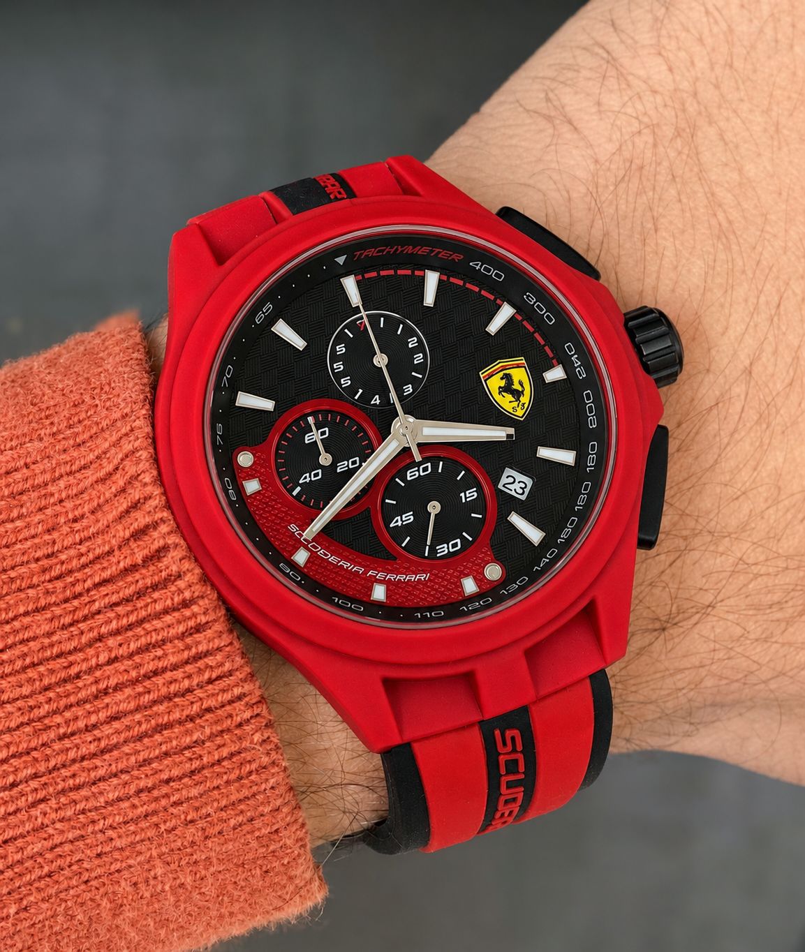 Racing Red Chronograph Sports Watch for Men