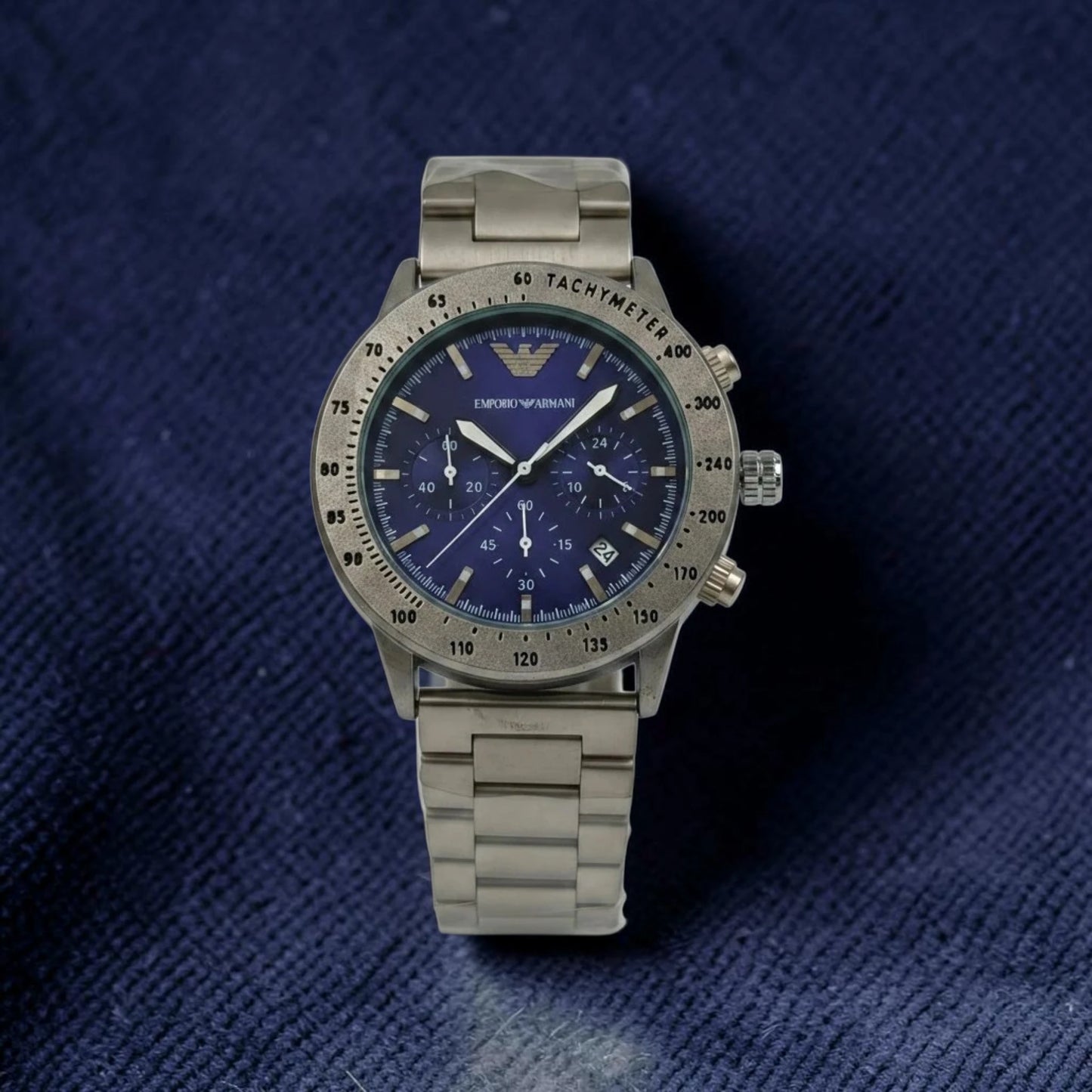 Prestige Blue Chronograph Style Men's Watch – Stainless Steel Bracelet