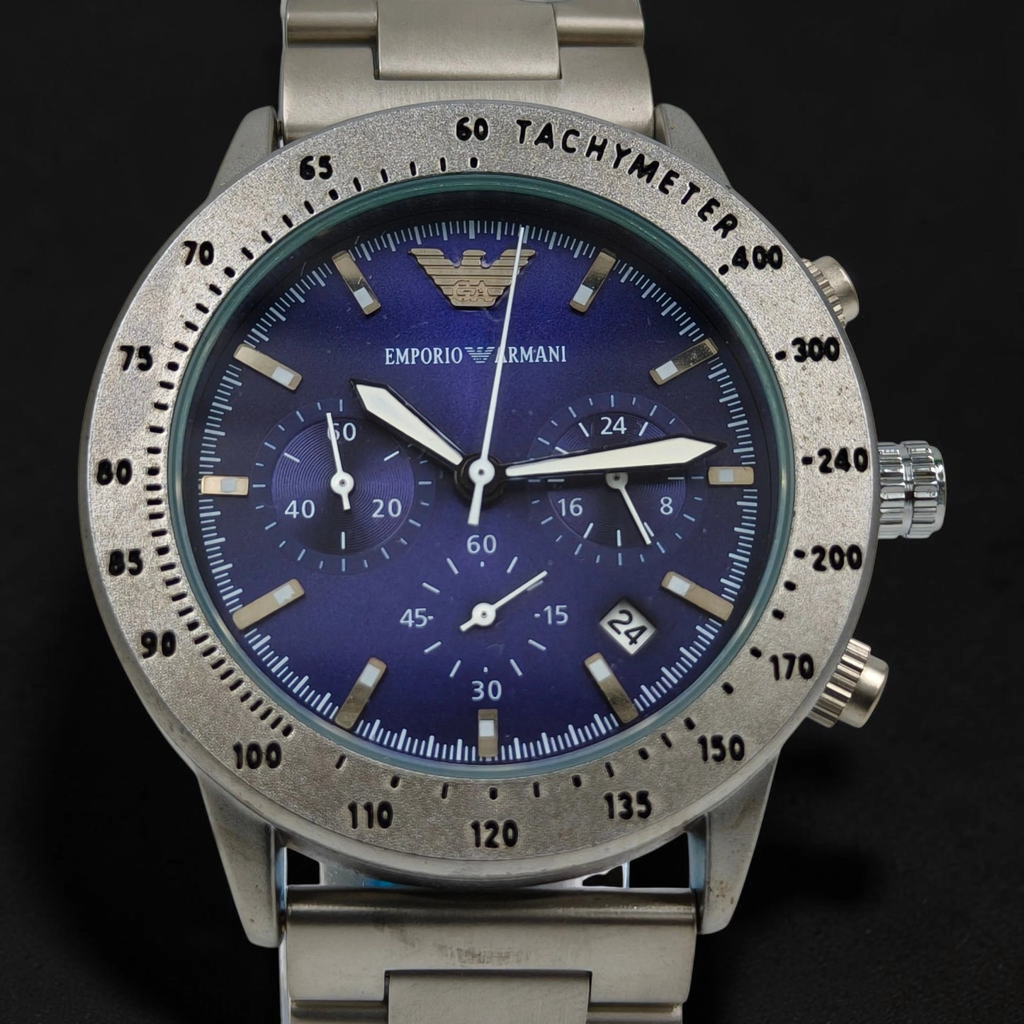 Prestige Blue Chronograph Style Men's Watch – Stainless Steel Bracelet