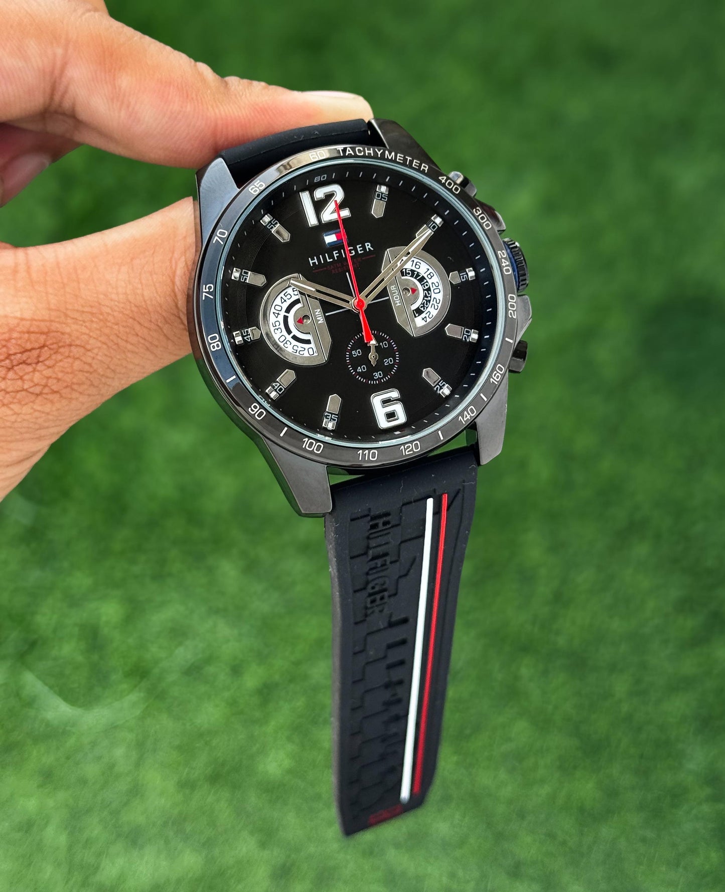Decker Sport Chronograph Men's Black Silicone Strap Watch – Gunmetal Case