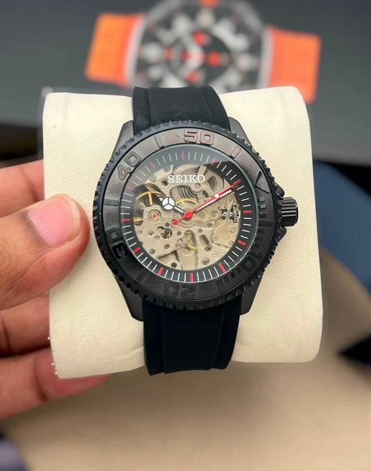 Black Automatic Skeleton Watch