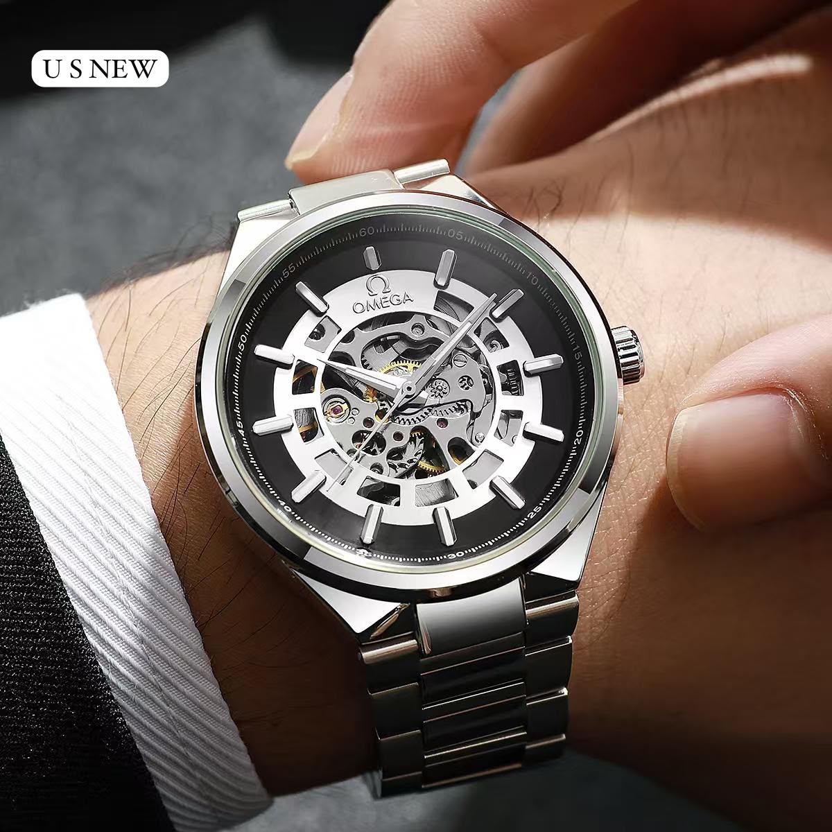 Automatic Skeleton Stainless Steel Watch – 42 mm