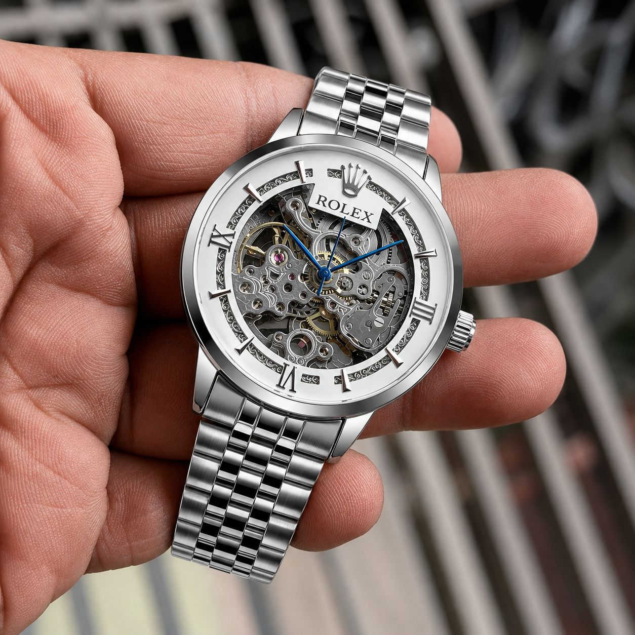 Premium Automatic Skeleton Silver Watch