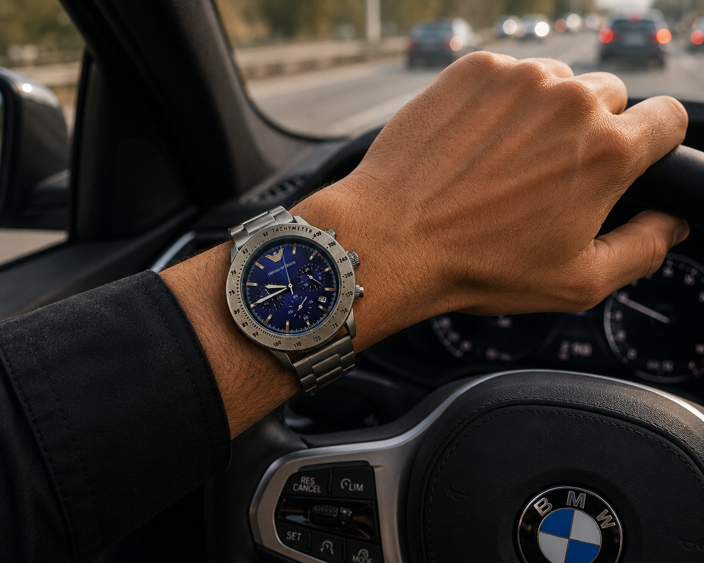 Prestige Blue Chronograph Style Men's Watch – Stainless Steel Bracelet