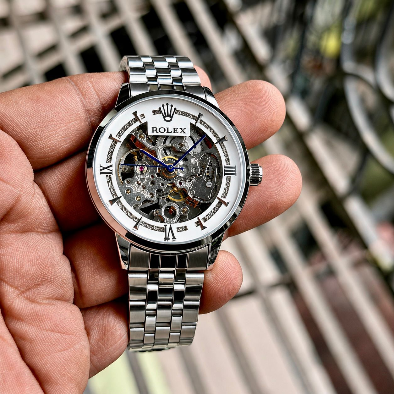 Premium Automatic Skeleton Silver Watch