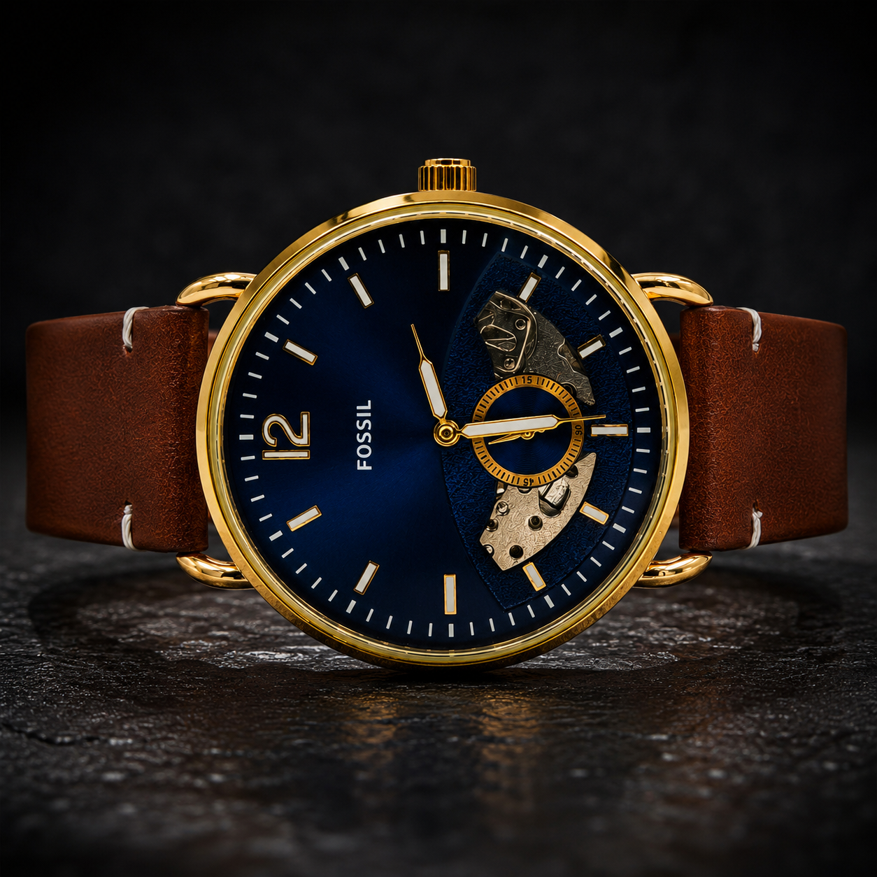 Nexent Heritage Automatic Blue Dial Leather Strap Watch