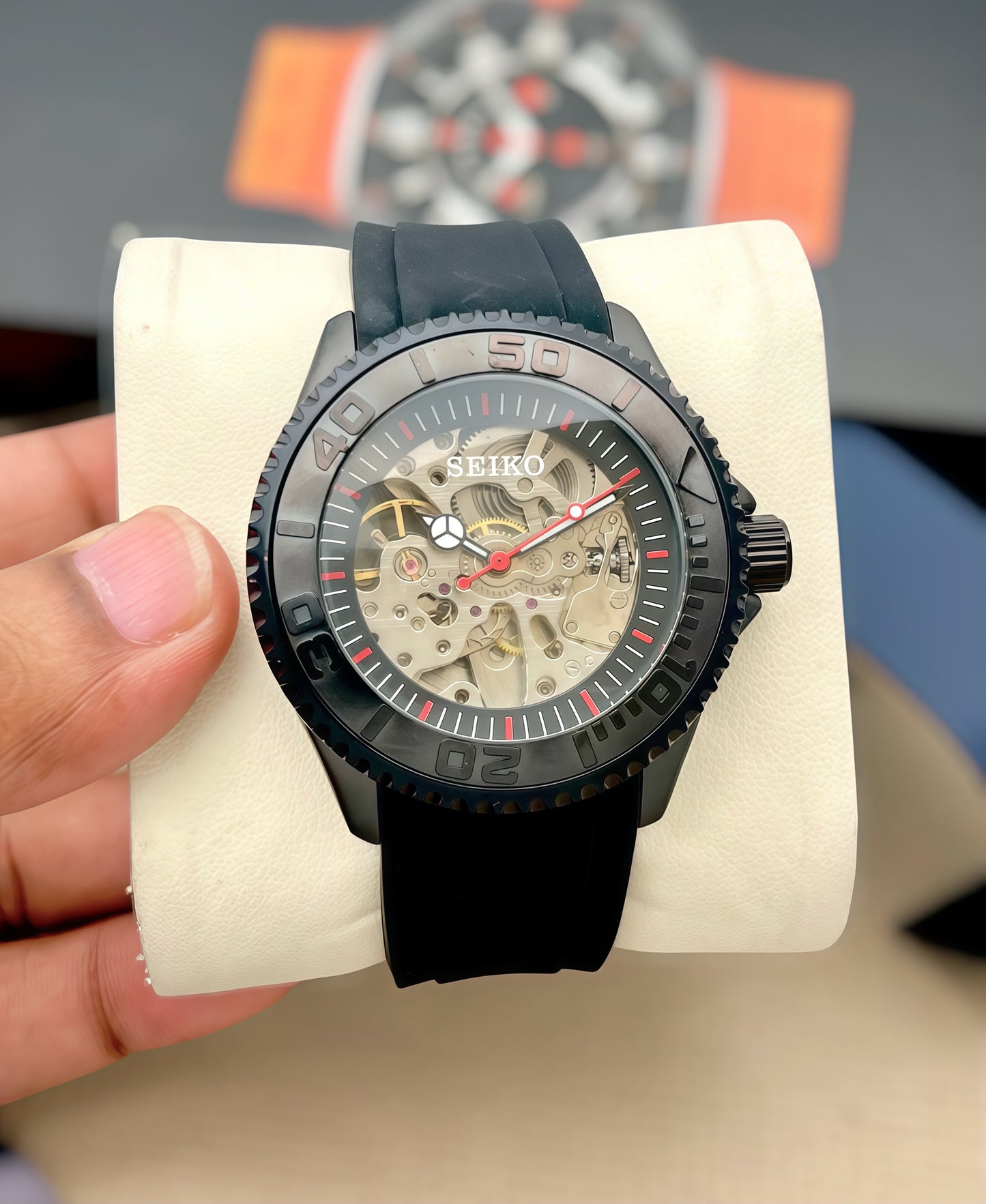 Black Automatic Skeleton Watch