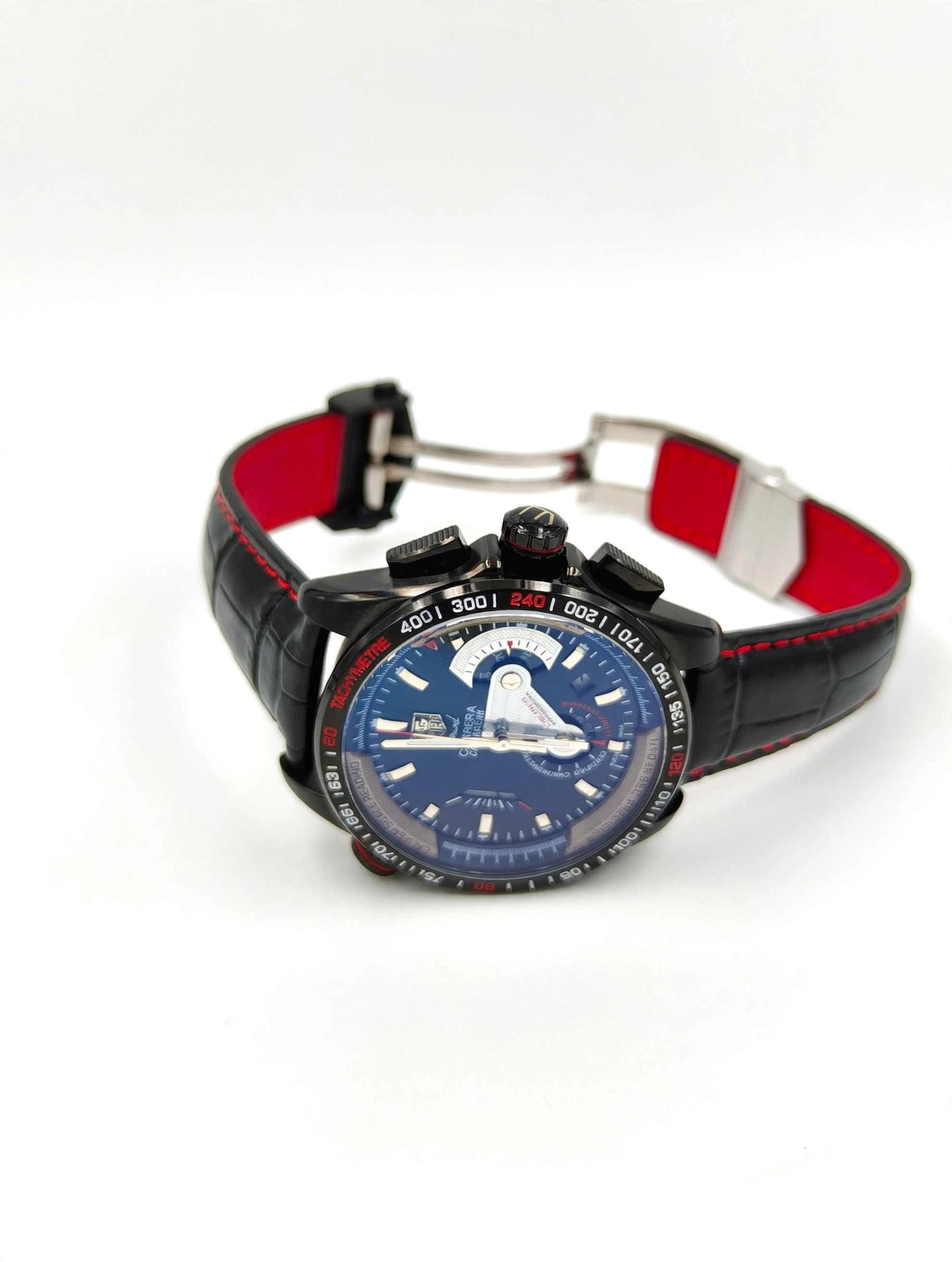 TAG Heuer Grand Carrera Calibre 36 Chronograph Watch – Black Dial | Black Leather Strap | Date Display