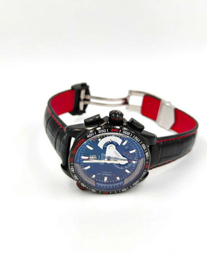 TAG Heuer Grand Carrera Calibre 36 Chronograph Watch – Black Dial | Black Leather Strap | Date Display
