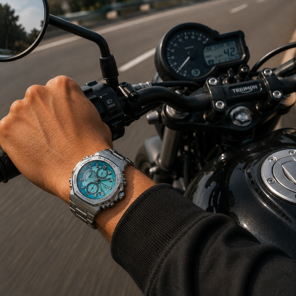 Aqua Blue Chronograph Style Stainless Steel Watch for Men