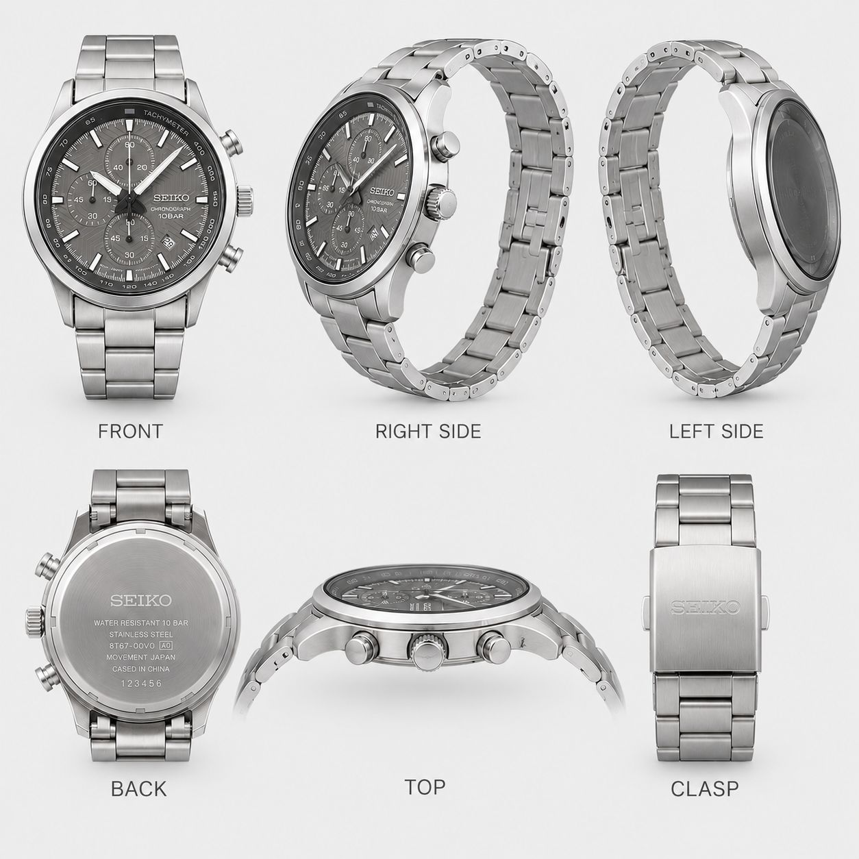 Premium Chronograph Stainless Steel Watch – Black Dial