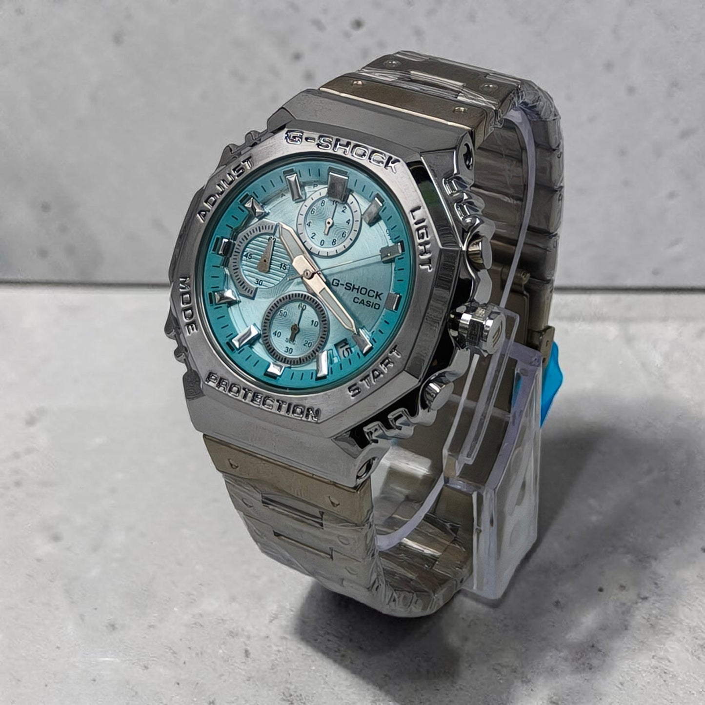 Aqua Blue Chronograph Style Stainless Steel Watch for Men