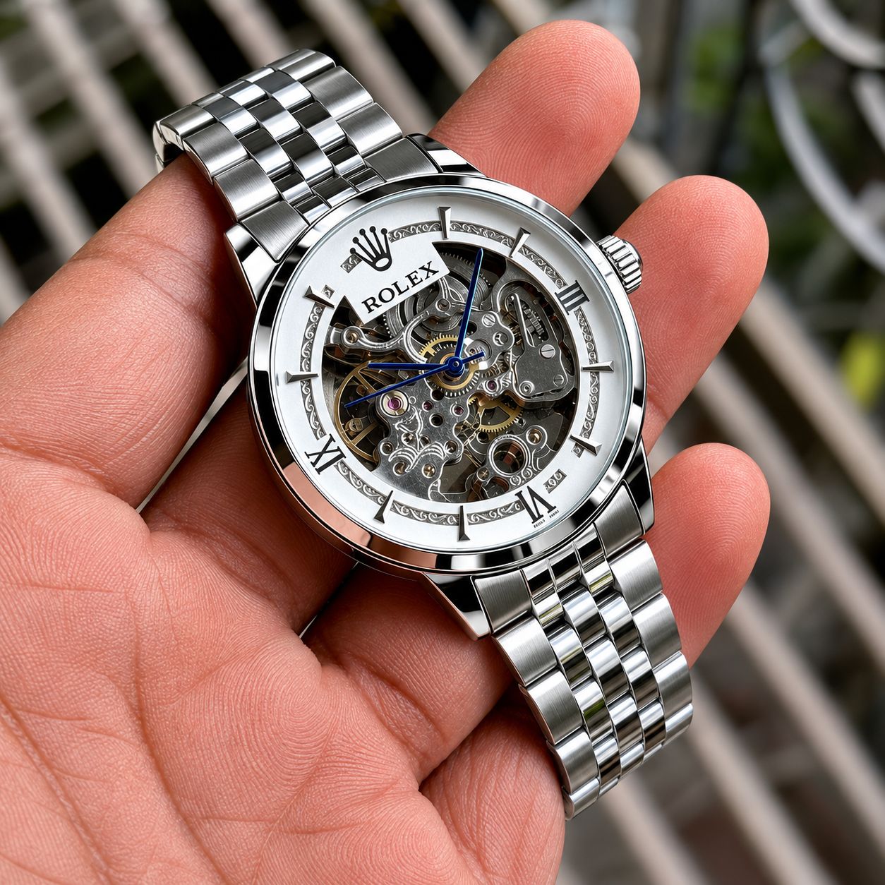 Premium Automatic Skeleton Silver Watch