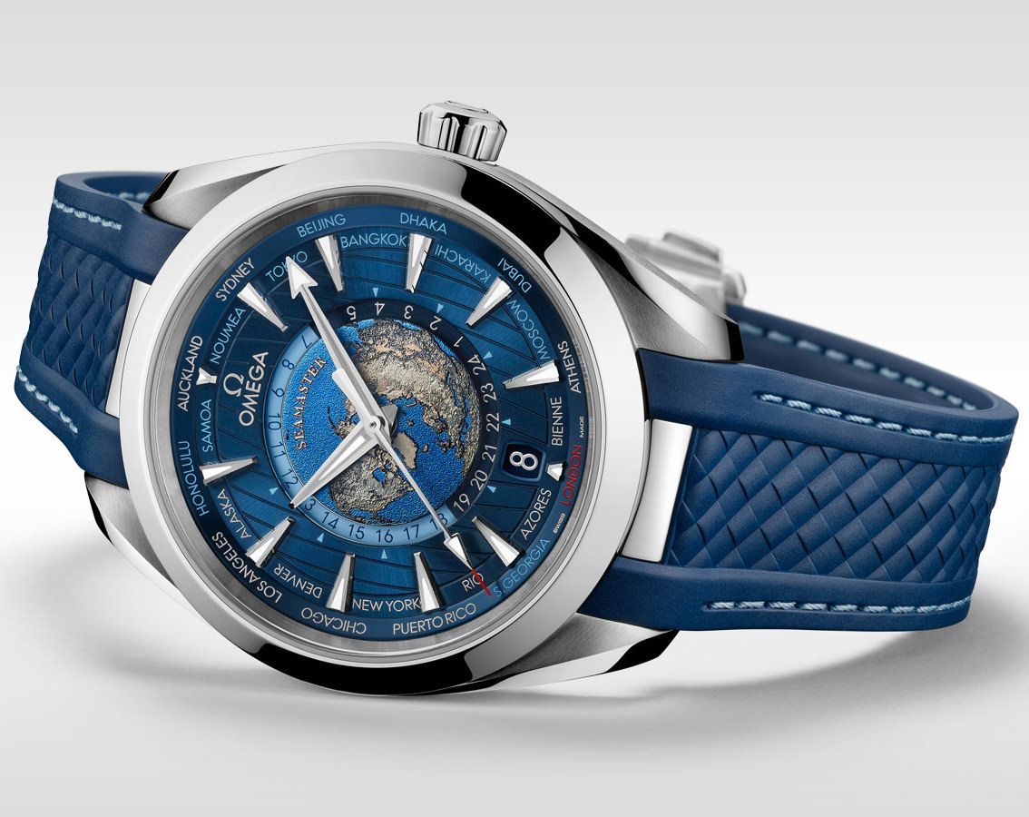 Premium World Timer Blue Dial Rubber Strap Watch for Men