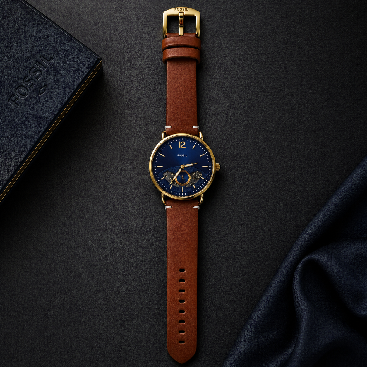 Nexent Heritage Automatic Blue Dial Leather Strap Watch