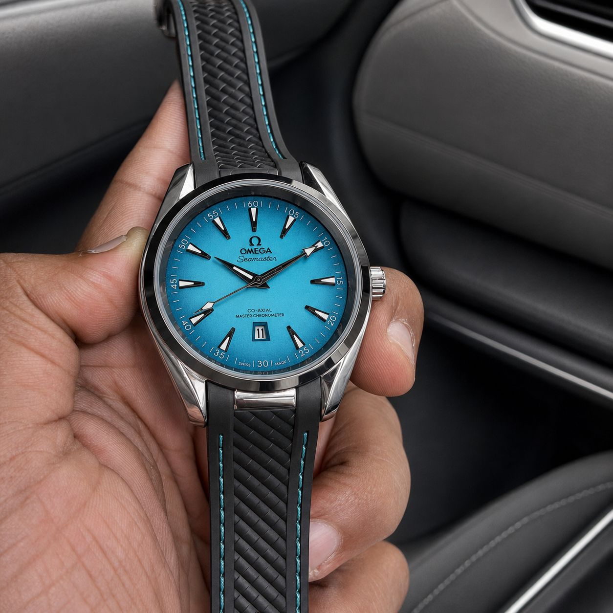 Aqua Blue Seamaster-Inspired Premium Sports Watch for Men