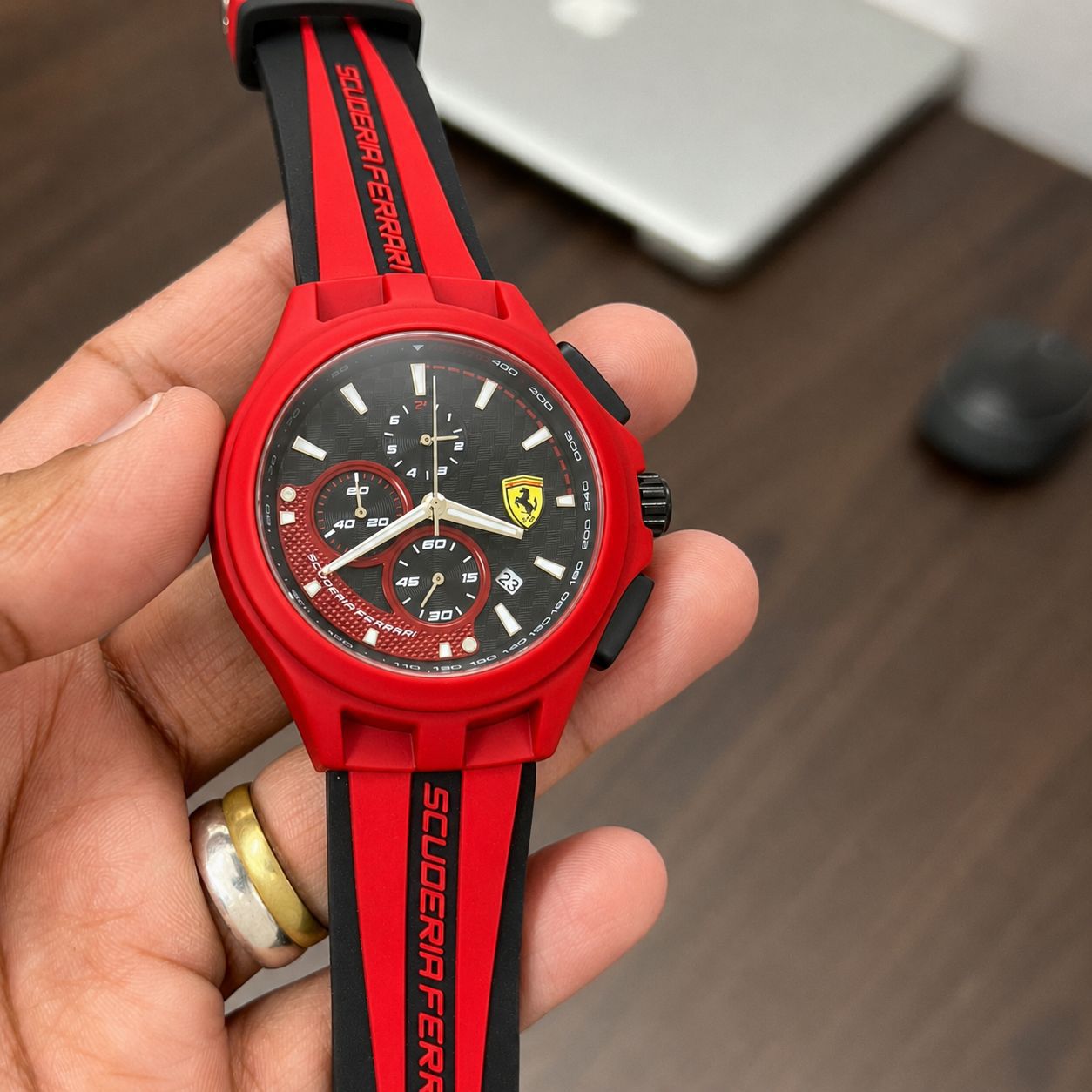 Racing Red Chronograph Sports Watch for Men