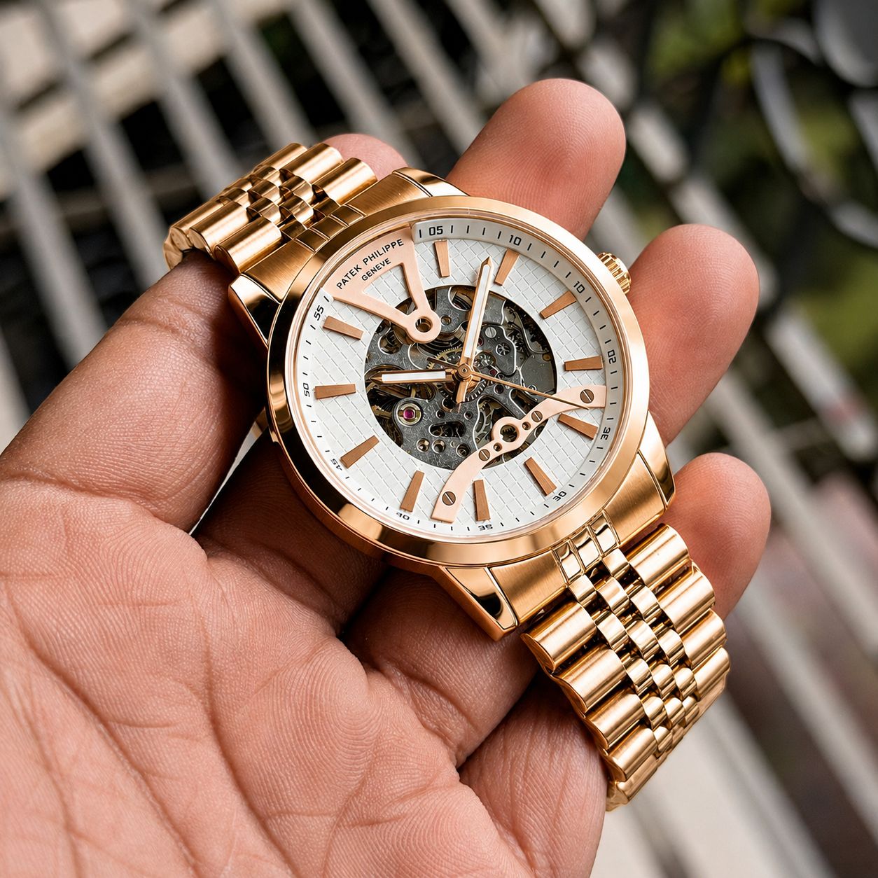 Premium Automatic Skeleton Rose Gold Watch