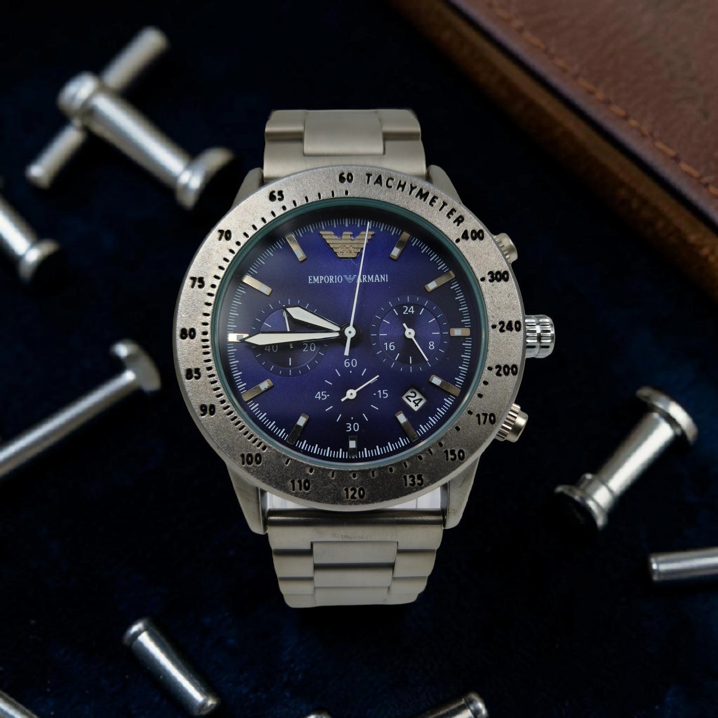 Prestige Blue Chronograph Style Men's Watch – Stainless Steel Bracelet