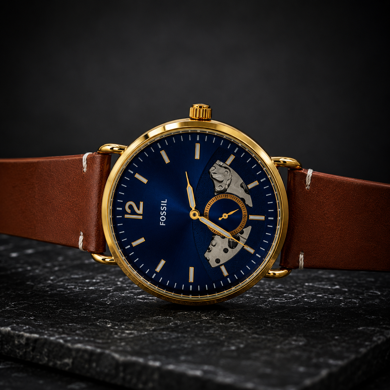 Nexent Heritage Automatic Blue Dial Leather Strap Watch