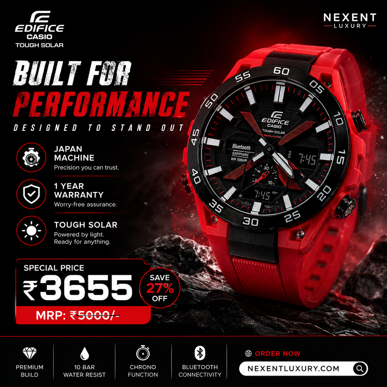 Velocity Red Solar-Tech Sport Watch