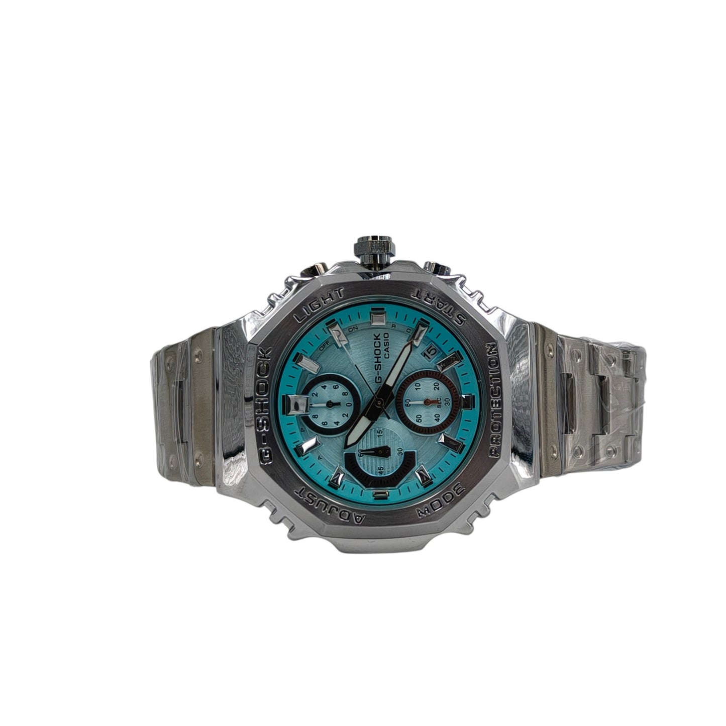 Aqua Blue Chronograph Style Stainless Steel Watch for Men