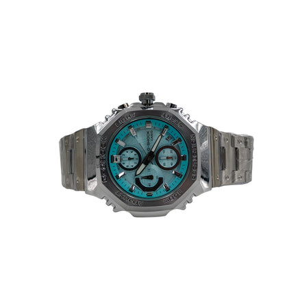 Aqua Blue Chronograph Style Stainless Steel Watch for Men