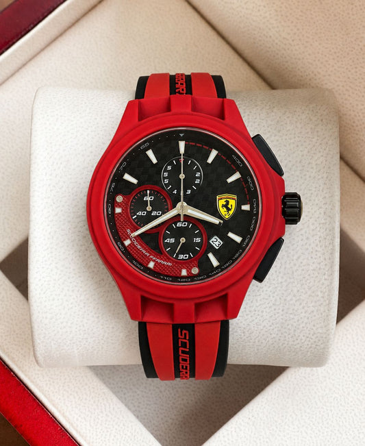 Racing Red Chronograph Sports Watch for Men