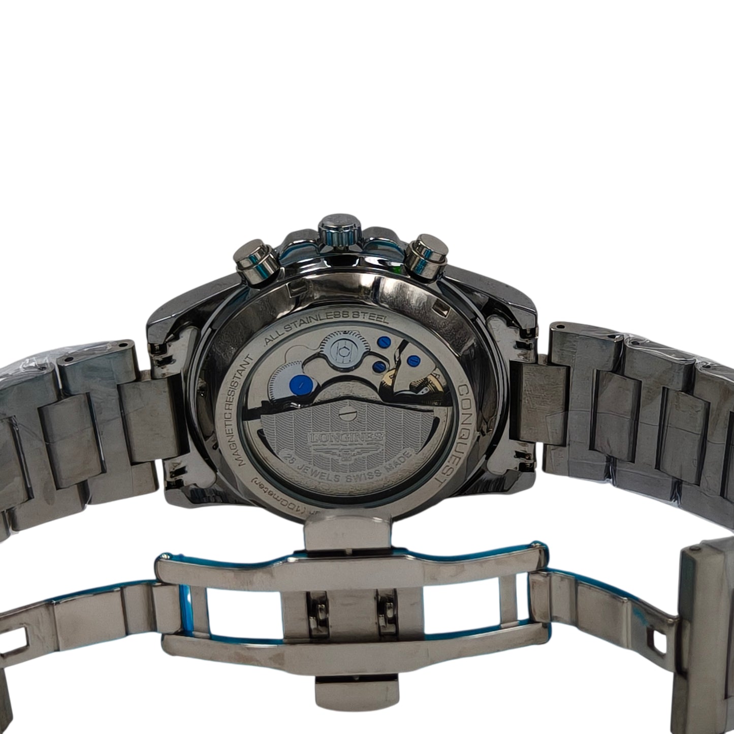 Silver & Emerald Green Chronograph Style Stainless Steel Men's Watch