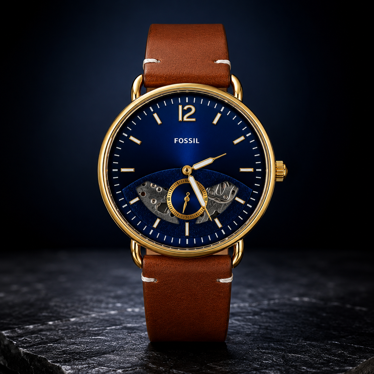 Nexent Heritage Automatic Blue Dial Leather Strap Watch