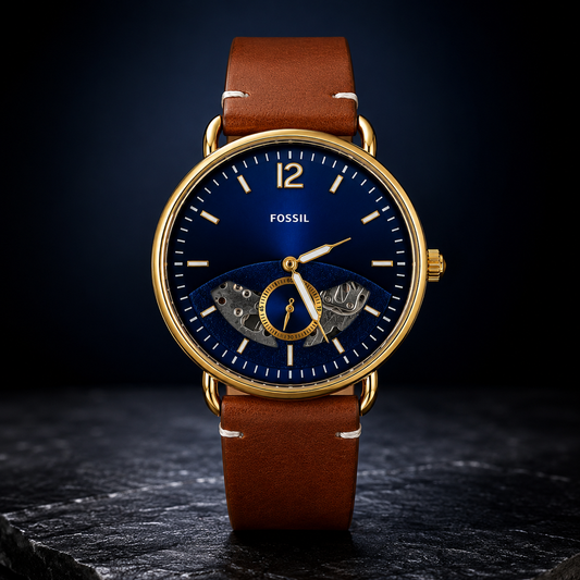 Nexent Heritage Automatic Blue Dial Leather Strap Watch