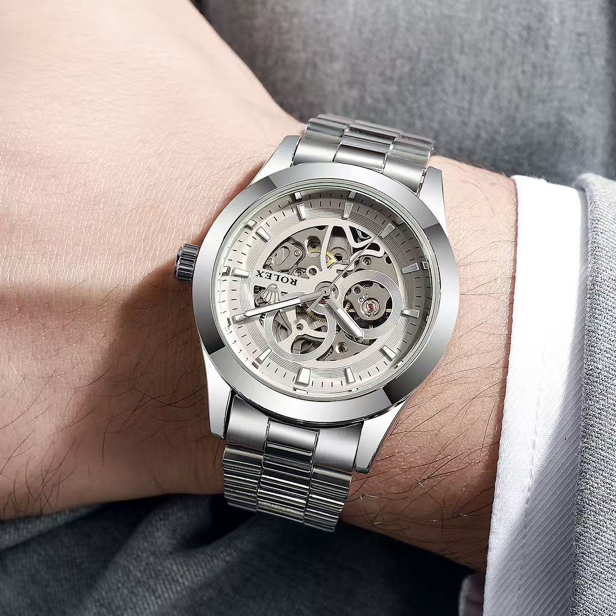 Automatic Skeleton Steel Watch