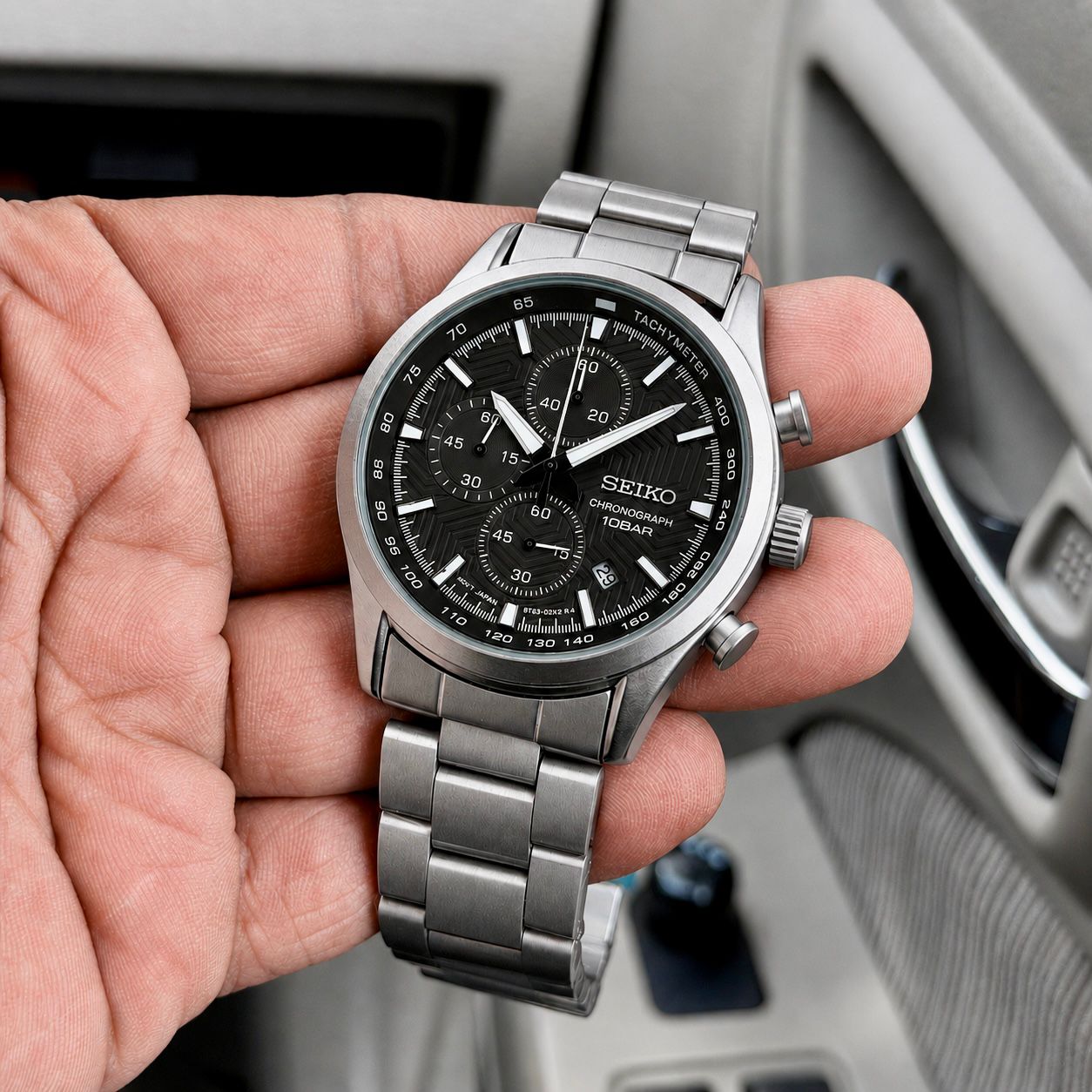 Premium Chronograph Stainless Steel Watch – Black Dial