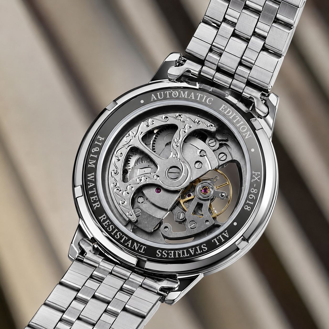 Premium Automatic Skeleton Silver Watch
