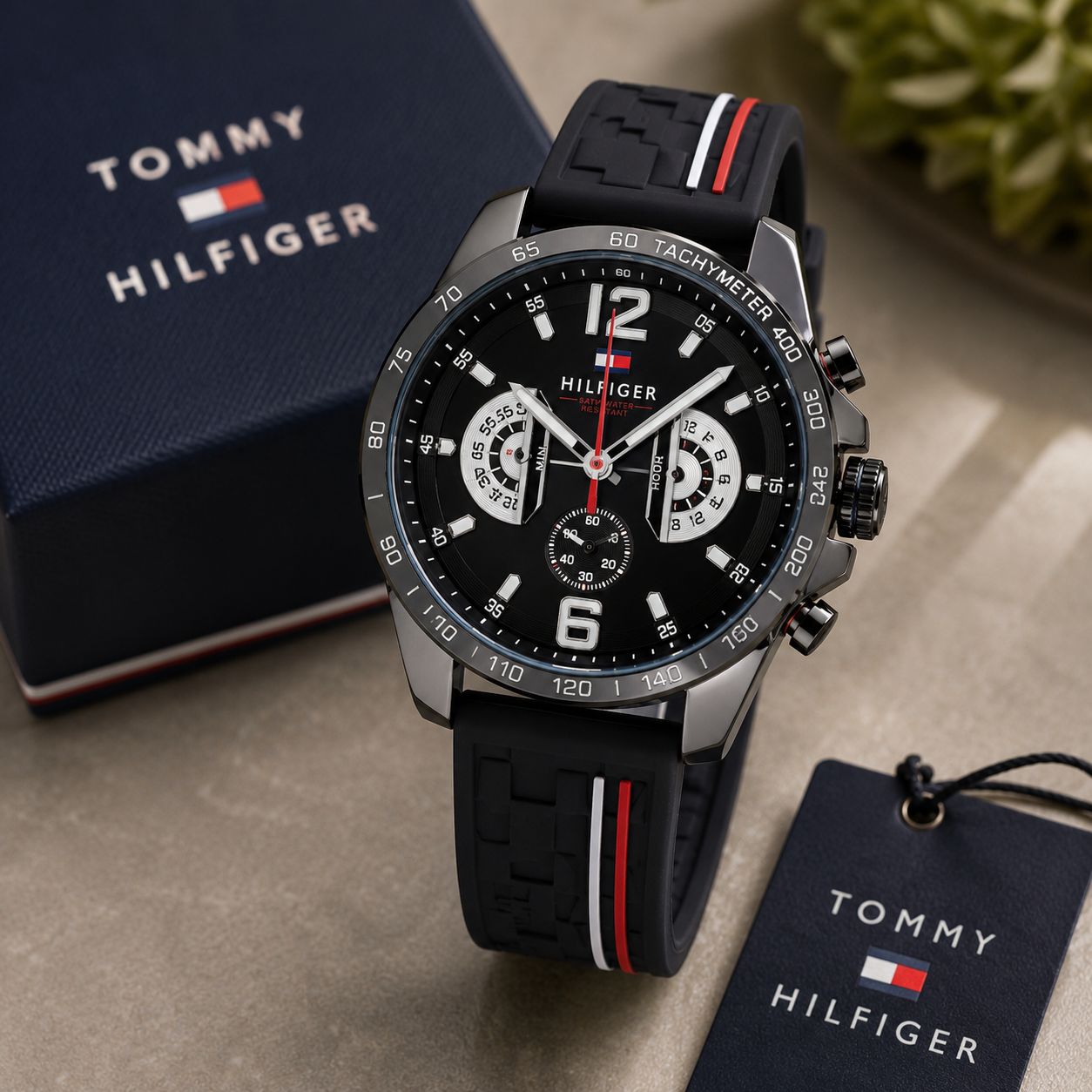 Decker Sport Chronograph Men's Black Silicone Strap Watch – Gunmetal Case