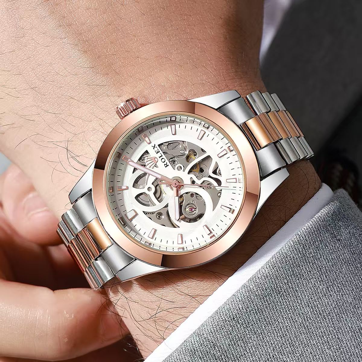 Automatic Skeleton Steel Watch
